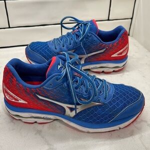 Mizuno Wave Rider 19 Women's Running Trail Blue/Pink Shoes Size 7.5
